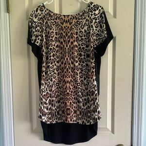 Black Label Brown Tan Graphic Blouse